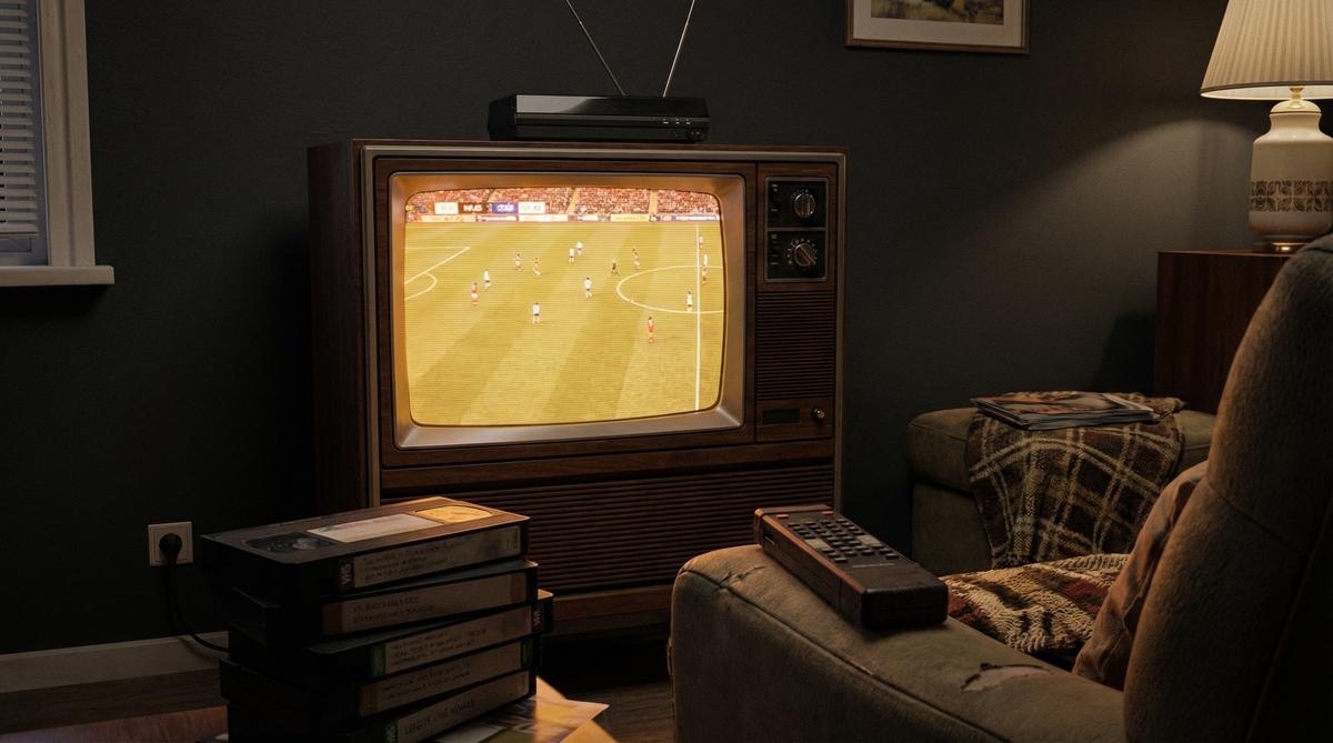 复古电视机播放足球直播画面 - im电竞