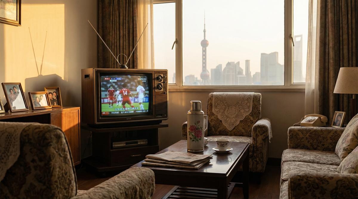 上海家庭客厅中复古电视播放体育节目 - im电竞