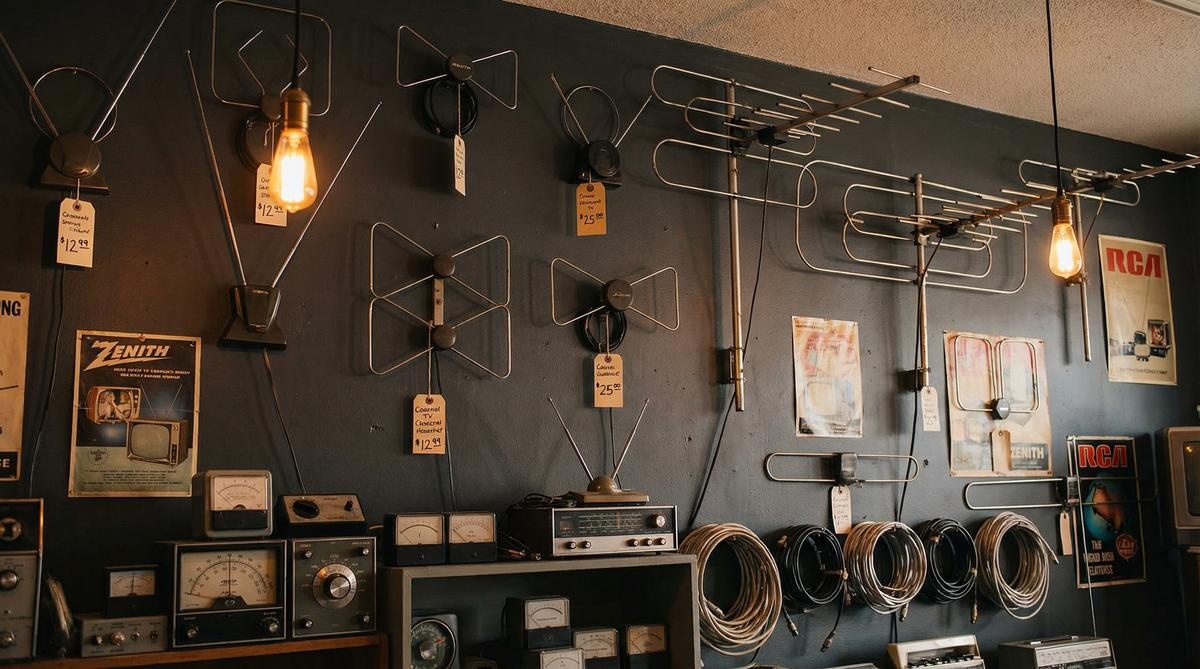 复古天线市场展示各类信号接收设备 - im电竞